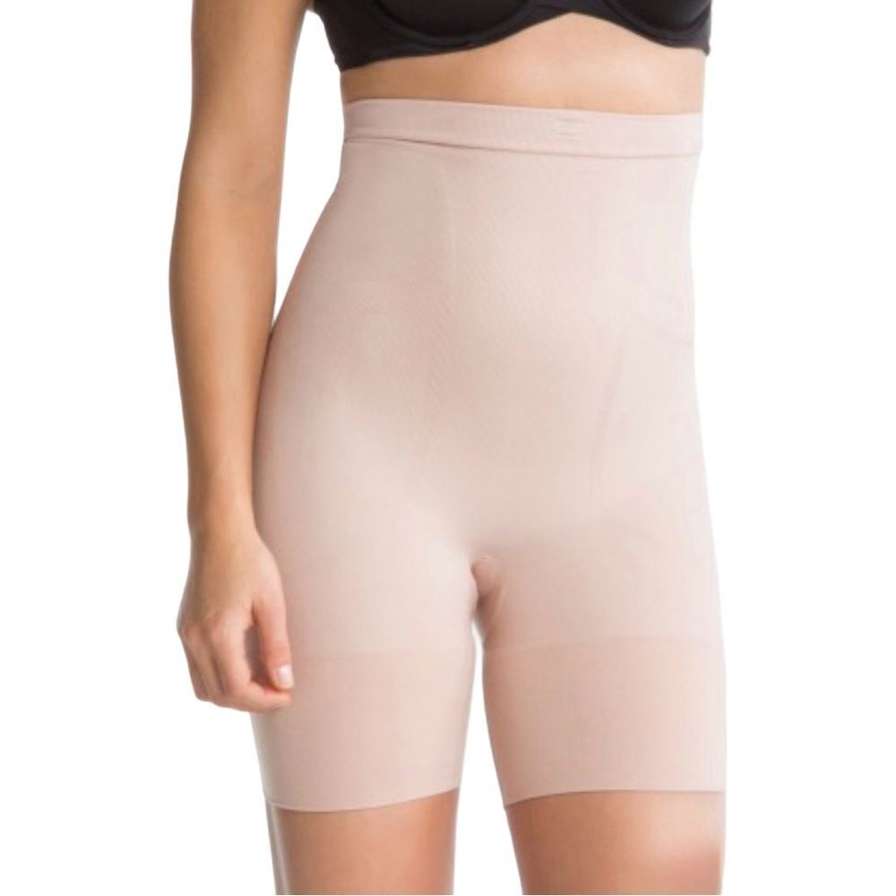 Spanx Slim Cognito High-Waisted Mid-Thigh Shaping Short in Soft Nude | Small